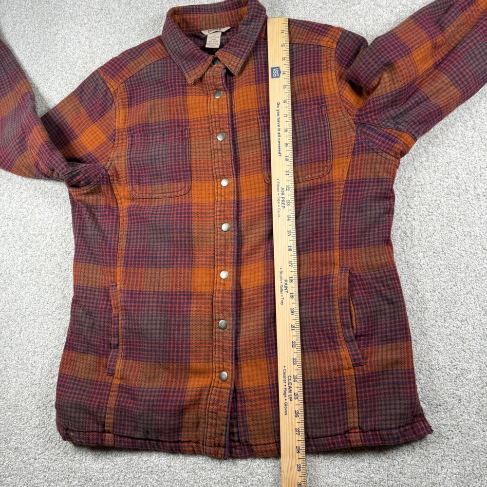 Duluth Trading Co Shirt Jacket Women L Orange Plaid Quilted Flannel Insulated - Picture 5 of 8